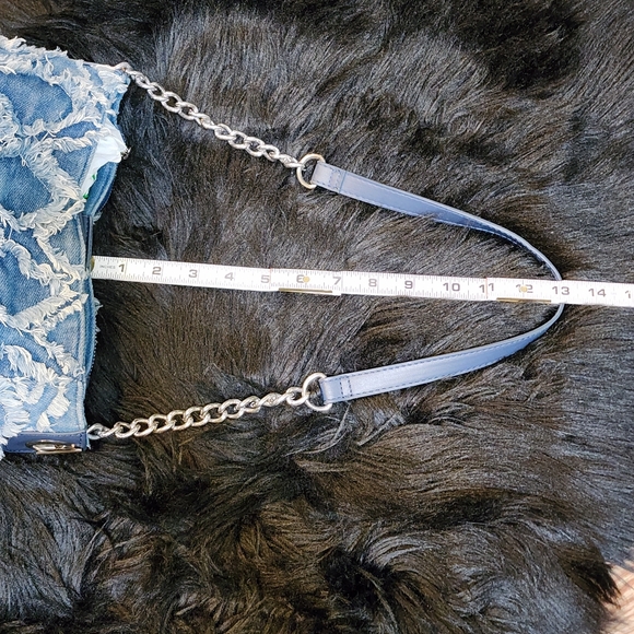 Carlos By Carlos Santana Vintage Frayed Denim Patchwork Hobo Shoulder Bag Purse - Picture 9 of 15